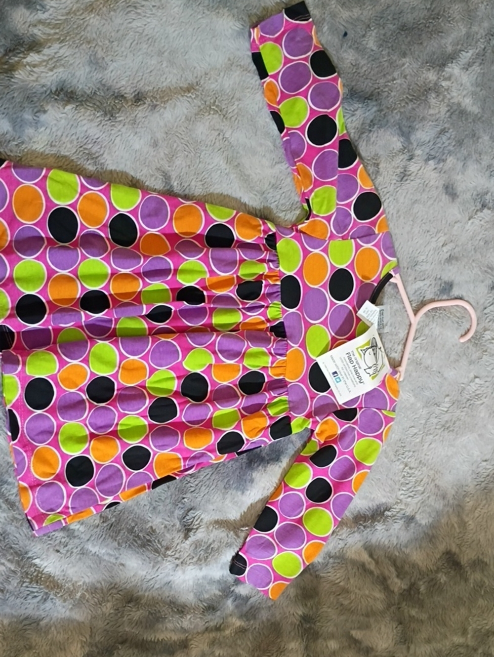 Flap Happy Girls Polka Dot Top in Pink, Purple, Lime, Orange & Black